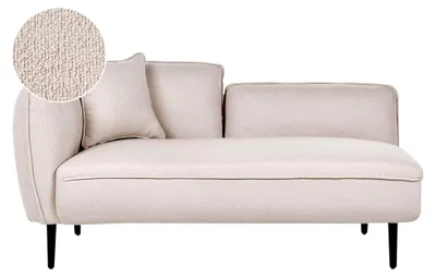 Produktbild von Rechtsseitige Chaiselongue in Bouclé-Beige mit Kissen und Metallgestell