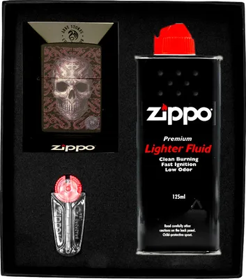 Produktbild von Feuerzeug-Set ZIPPO ANNE STOKES SKULL HIGH POLISH BLACK Geschenk No1
