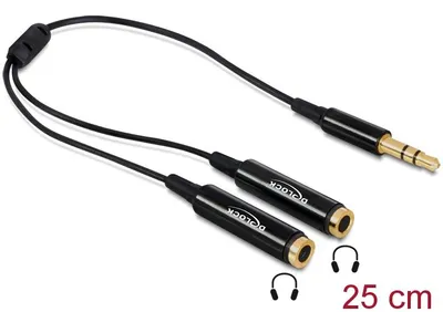 Produktbild von DeLOCK Kabel Audio Klinkenstecker 3,5 mm > 2 x Klinkenbuchse 25 cm, 3.5mm, 2 x 3.5mm