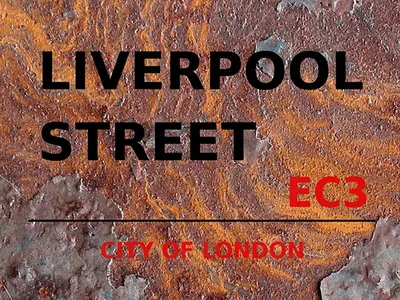 Produktbild von vianmo Holzschild 30x40 cm London City Liverpool Street EC3