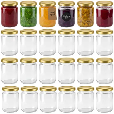Gläser 350 ml mit Golddeckeln, 24 Stück, luftdicht
