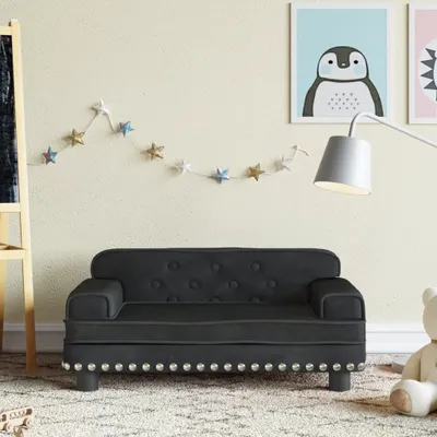 Productafbeelding van Living Store Kindersofa, zwart, 70x45x30 cm, fluweel