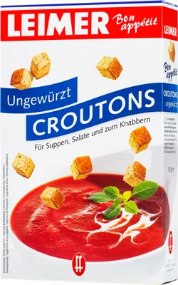 Immagine prodotto di Crostini Leimer non aromatizzati per zuppe, insalate e per spuntini 100g
