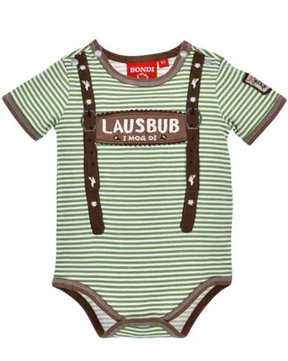 Produktbild von BONDI Baby Kurzarm Body "Lausbub" 91636 | Grün gestreift Größe: 56