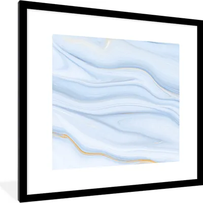 Produktbild von MuchoWow® Gerahmtes Poster Marmor - Welle - Blau - Muster - Marmoroptik - Pastell 40x40 cm - Poster mit Schwarzem Bilderrahmen Wandposter Rahmen Foto Bilder - Poster - Plakat im Rahmen