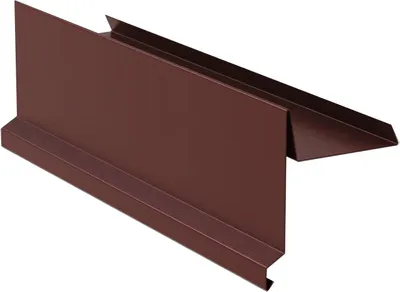 A single piece of brown metal flashing, likely for roofing or siding, is shown against a white background.