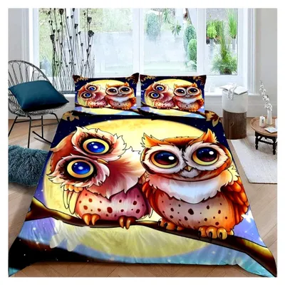 Produktbild von Kawaii Eule Bettwäsche Set 135x200 cm 2teilig mit Reißverschluss