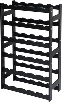 Produktbild von STOLMAK Weinregal aus Holz für 30 Flaschen Schwarz Kiefernholz 53x86x25 cm Flaschenregal Weinschrank Weinständer Flaschenhalter Kellerregal