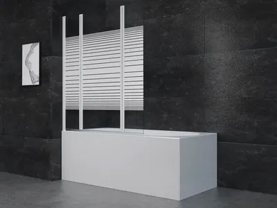 Produktbild von Badewannenaufsatz 3-teilig Aurlane White Elegance 3 125 x 140 cm Klarglas Profilfarbe weiß BWF350W