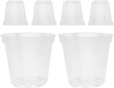 Produktbild von 6-teiliges Blumentopf-Set, transparenter Orchideen-Pflanztopf aus Kunststoff für den Innen- und Außenbereich, stabil und gut belüftet