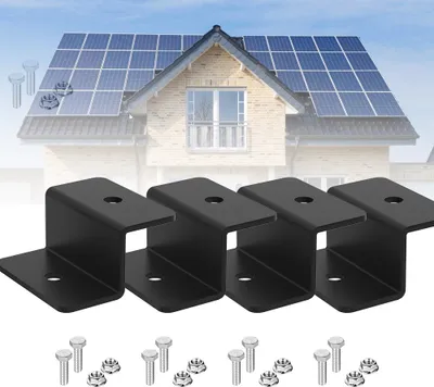 Produktbild von 4er Set Aluminium Z-winkel Befestigunswinkel PV Solarmodule Halterung Wand Dachmontage, Schwarz
