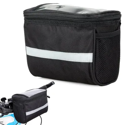 Produktbild von Fahrrad Lenkertasche wasserdicht 4,0 l Handy-Tasche Portemonnaie Fahrradtasche vorne Reflektor Netzfächer