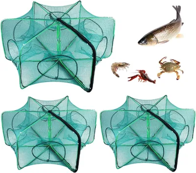 Image de Filet de pêche, 60 cm x 25 cm, 3 pièces, 6 mailles, en nylon, pour la pêche