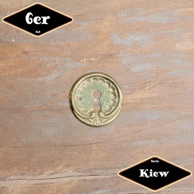 Produktbild von Schlüsselplatte,Serie"Kiew",6er Pack|Eisen in Messing gl.|H3,5xB3,5cm