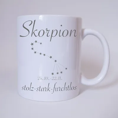 Bandneu ! Sichere dir jetzt für dich selbst oder als Geschenk die einzigartige Sternzeichen Skorpion Tasse von TassenKing.com