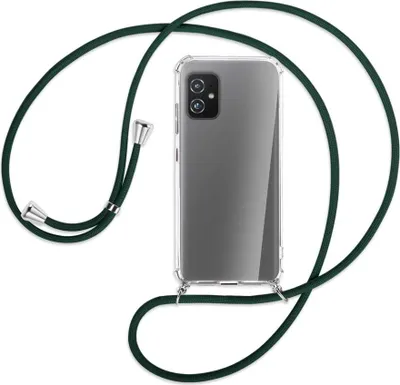 Produktbild von Handykette Backcover-Schutzhülle mit Band (Metall silberfarben) für Asus Zenfone 8 - dunkelgrün