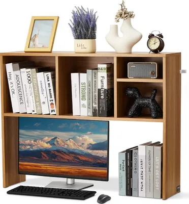 Produktbild von Schreibtischregal Tischorganizer Tischregal 1-stufig Spanplatte Holzfarbe