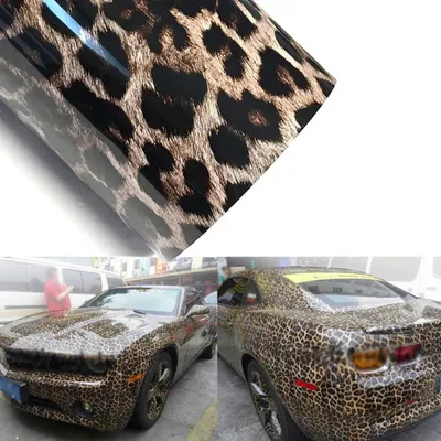Zdjęcie produktu dla Folia samochodowa "Leopard" - błyszcząca, kamuflażowa, winylowa, samoprzylepna, z kanałami powietrznymi, wymiary: 50 x 152 cm