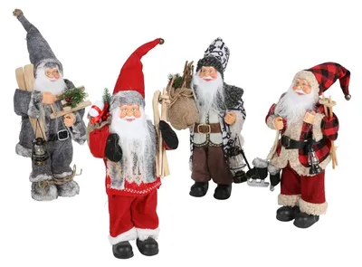 Produktbild von Deko-Weihnachtsmann mit Weihnachtsaccessoires 30cm Glockenmütze Weihnachtsdeko