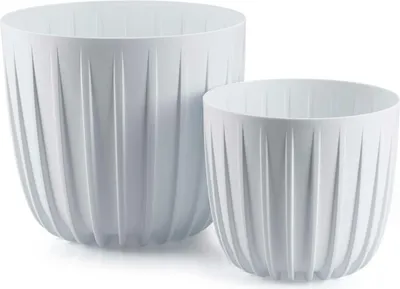 Immagine prodotto di HowHomely | Set di vasi da fiori - Spogliato - Bianco - Design moderno - Resistente alle intemperie e ai raggi UV - Vasi da fiori