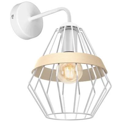 Imagen del producto de Aplique de pared Milagro CLIFF, 1xE27, blanco, metal y madera