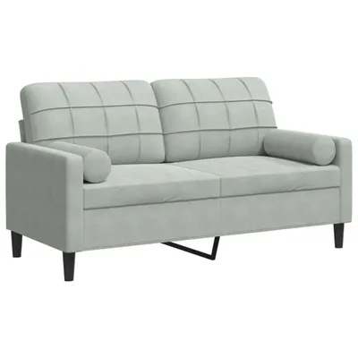 Produktbild von vidaXL 2-Sitzer-Sofa mit Zierkissen Hellgrau 140 cm Samt