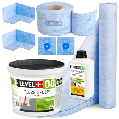 Produktbild von Dichtset Flüssigfolie 7kg Dichtband Dichtbahn für Dusch und Bad Abdichtung SET58
