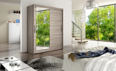 Produktbild von Prostorná šatní skříň se zrcadlem Lucie - šířka 150 cm, lanýžová barva