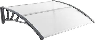 Immagine prodotto di Pensilina COSTWAY per porta d'ingresso 122x99 cm, pensilina in alluminio e policarbonato, pensilina ad arco, pensilina per porta d'ingresso, pensilina per porta