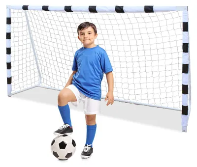 Produktbild von Zimilo Kinder Fußballtor 305 x 201 cm, tragbares Pop Up Tor mit Netz, Fiberglasstangen, 8 Heringen, Tasche, für Garten, Park, Strand, Jugendtraining