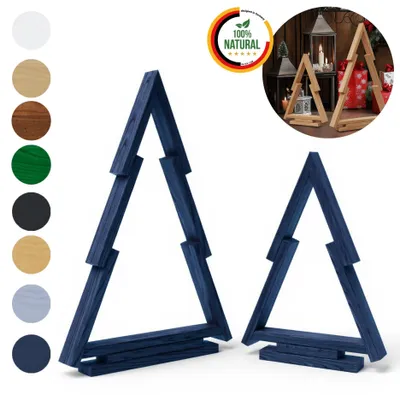 Immagine prodotto di Floranica Albero di Natale Antracite in Legno di Pino Set 2 Espositori Decorativi per Natale