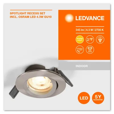 Obrázok produktu pre LEDVANCE Recess Set Bodové zapustené osvetlenie GU10 4,3 W