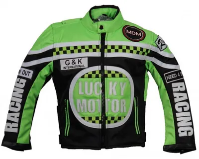 Produktbild von Kinder Motorradjacke Bikerjacke Motorrad Racing Winddicht Patch Biker Rocker (L,Grün)