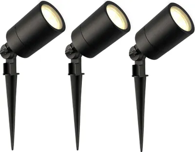 Produktbild von Ledvion 3er Set Gartenstrahler mit Erdspieß IP65 3W 2700K GU10 dimmbar