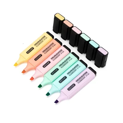 Produktbild von Pastell-Textmarker 6er Set – Macaron Highlighter mit Beidseitiger Spitze