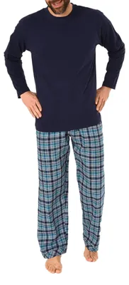 Produktbild von Herren Schlafanzug Pyjama lang mit Flanell Hose - auch in Übergrössen - 281 101 90 648 ; marine , 52