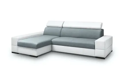 Produktbild von Ecksofa Sofa MARIZA mit Schlaffunktion Weiss-Grau Ottomane Links