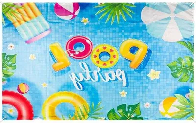 Produktbild von Sommerpoolpartybanner 179,2x115,5cm - Strandverjaardagsdekoration - Urlaubszieratmosphäre