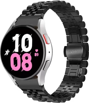 Produktbild von Strap-it Stahlarmband Jubilee - Kompatibel mit Samsung Galaxy Watch 5 Armband 44mm Ersatzarmband Edelstahl - Faltschließe - Hochwertiges Material - für Samsung Galaxy Armband Schwarz