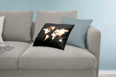 Produktbild von MuchoWow® Zierkissen Sofakissen Wohnzimmer Dekokissen 60x40 cm Weltkarte - Aquarell - Schwarz - Kopfkissen - Polster mit Foto