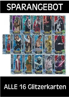 Produktbild von FAMOV4 - Spar 9 - ALLE 16 Glitzerkarten - Deutsch - Star Wars Force Attax - Movie Cards Serie 4