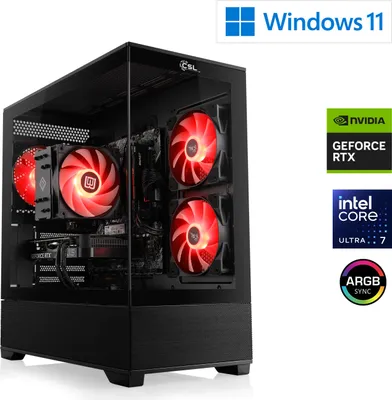 Image de PC de jeu, Intel Core Ultra 7 265KF, 3900 MHz, GeForce RTX 5070, 32 Go DDR5 RAM, 2000 Go M.2 SSD, Windows 11 Home, USB 3.2 | M11960H