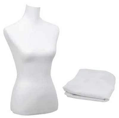 Obrázok produktu pre Náhradný poťah na krajčírsku figurínu HWC-Q24, látkový poťah na krajčírsku figurínu, látka/textil ~ biela