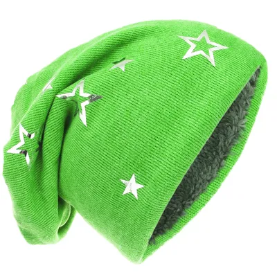 Produktbild von Kinder Strick Beanie Silber Stern Gruen M