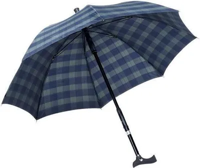 Obrázek produktu pro Deštník s tyčí TWIN deštník s integrovanou holí 2 velikosti kostkovaný modro-zelený velký 87 - 95 cm