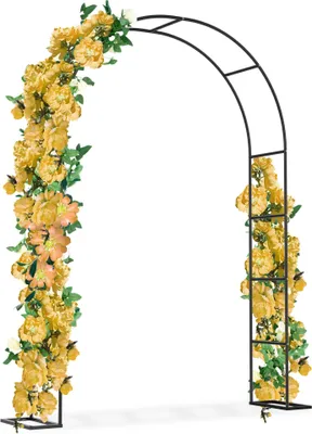 Produktbild von TRMLBE Rosenbogen Metall 2,4 m Stabil Rankgitter Garten Decoration Rosenhilfe Wetterfest Hochzeitsbogen Torbogen Gartenbogen für Deko Kletterpflanzen, Schwarz