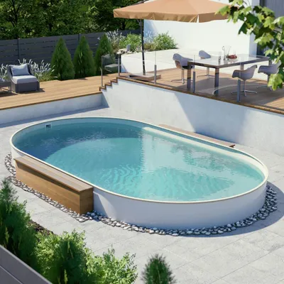 Produktbild von Ovalpool Stahlwandbecken 8,00 x 4,00 x 1,50 m, Folie sand 0,80 mm