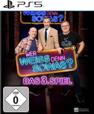 The cover art for the video game 'Wer weiss denn sowas? Das 3. Spiel' for PlayStation 5, featuring the show's hosts.