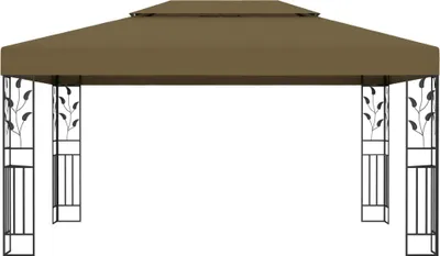 Produktbild von vidaXL Pavillon mit Doppeldach 3x4 m Taupe 180 g/m²