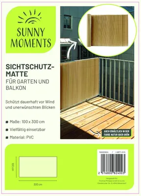 Produktbild von 4x PVC Sichtschutzmatte 1x3 m für Balkon und Garten wetterfeste Zaunblende als Sicht- und Windschutz für Außenbereiche